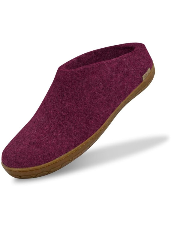 Chaussons pour Adultes en Laine Fushia Semelles Caoutchouc - Glerups