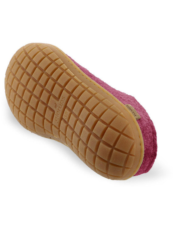 Chaussons pour Adultes en Laine Fushia Semelles Caoutchouc - Glerups