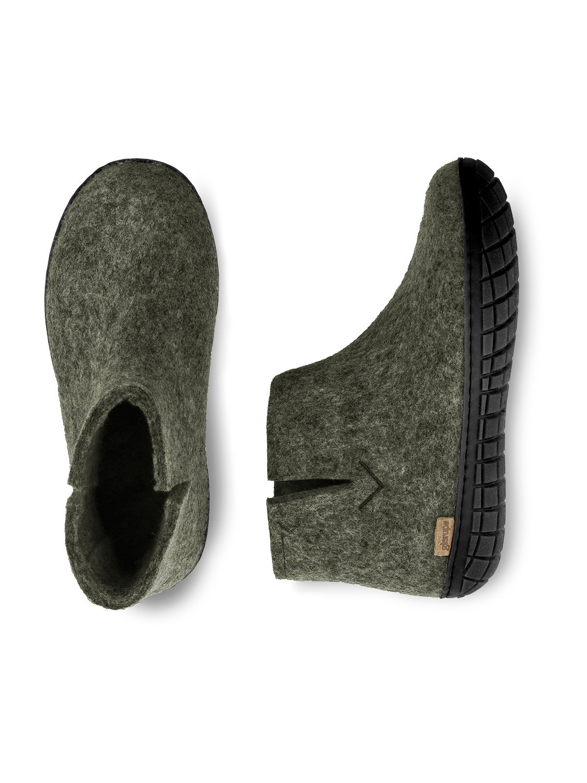 Bottines pour Adultes en Pure Laine Semelles Caoutchouc Noir - Glerups