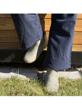 Bottines Pantoufles pour Adultes en Laine Vert Mousse - Glerups