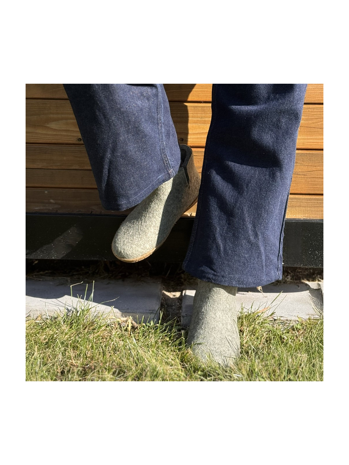 Bottines Pantoufles pour Adultes en Laine Vert Mousse - Glerups