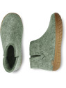 Bottines Pantoufles pour Adultes en Laine Vert Mousse - Glerups