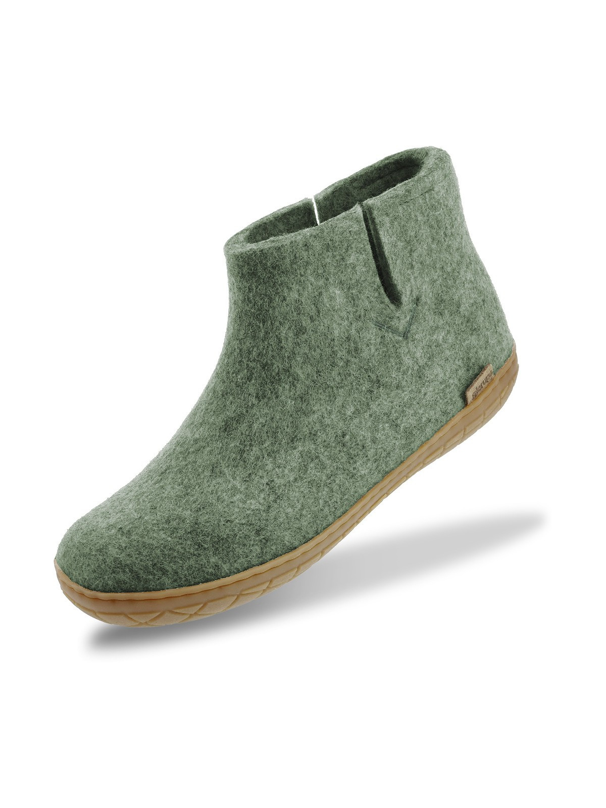 Bottines Pantoufles pour Adultes en Laine Vert Mousse - Glerups