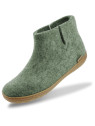 Bottines Pantoufles pour Adultes en Laine Vert Mousse - Glerups