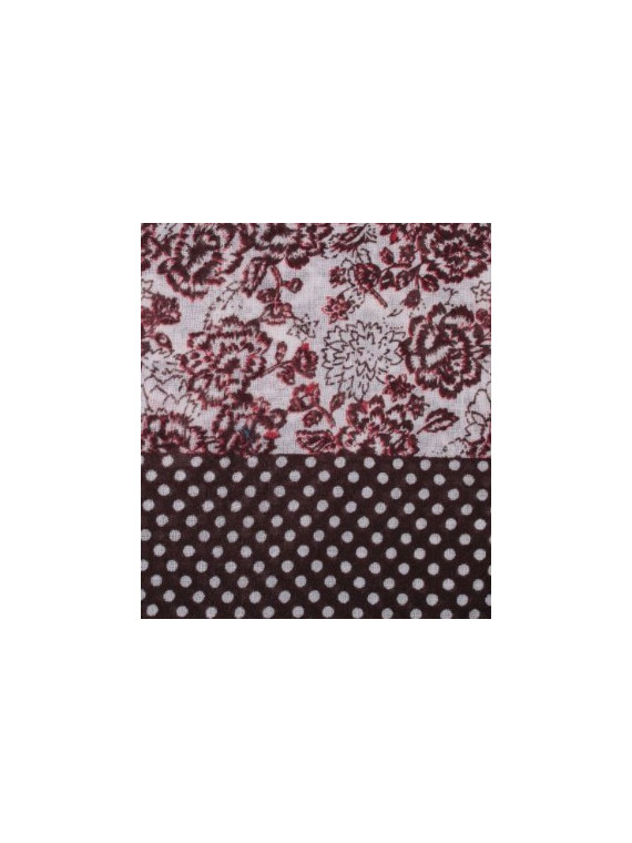 écharpe tour de cou couleur bordeaux fleurs et poix