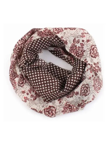 écharpe tour de cou couleur bordeaux fleurs et poix