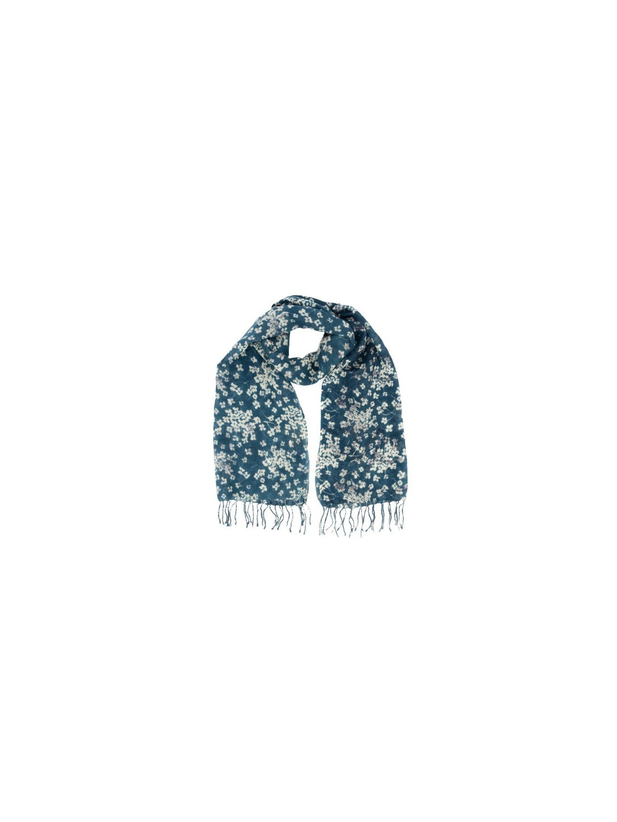 écharpe bleu et blanc évoquant la neige