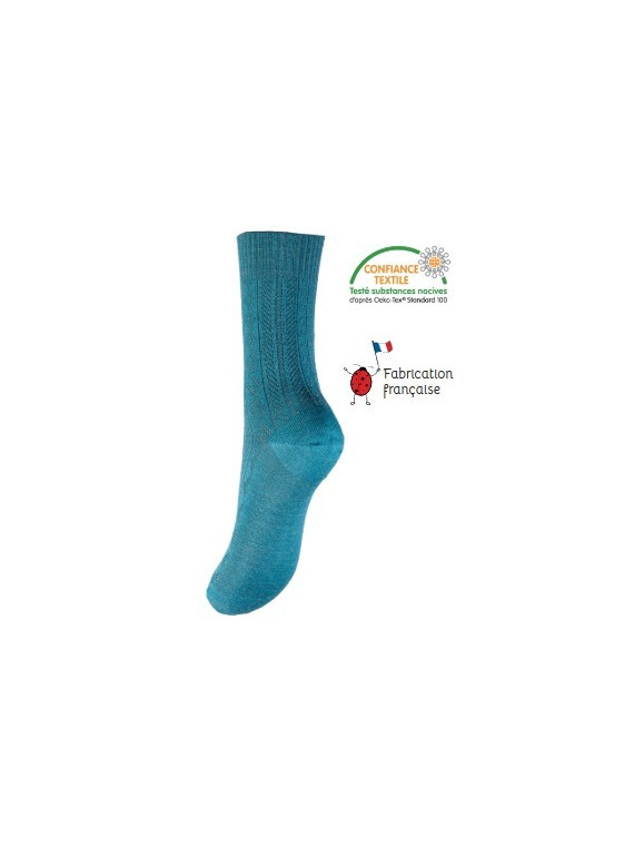 chaussettes sans élastiques maille tricotée bleu épicéa