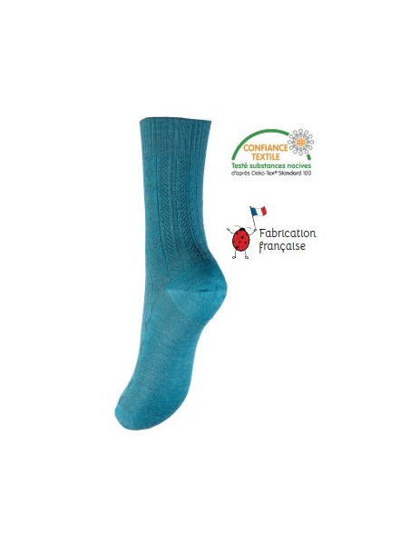 chaussettes sans élastiques maille tricotée bleu épicéa