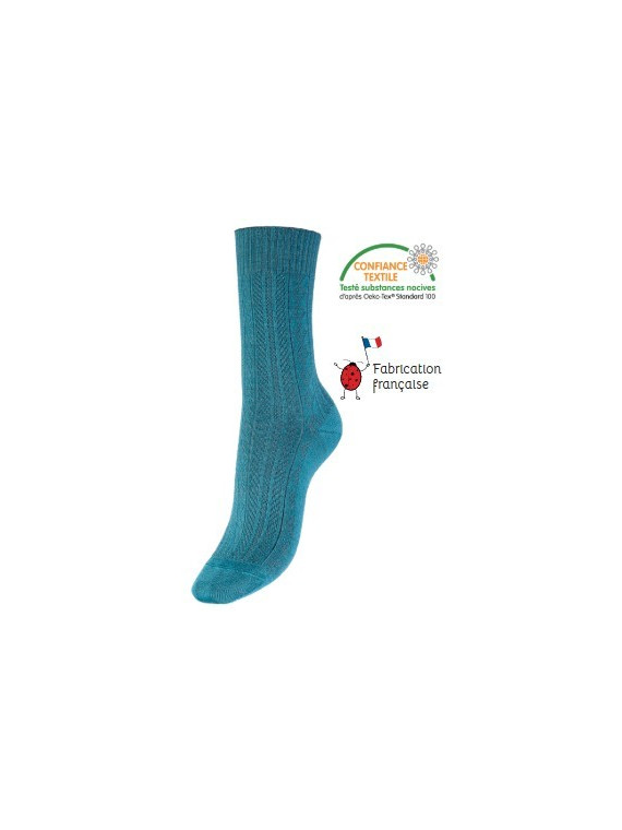 chaussettes sans élastiques maille tricotée bleu épicéa