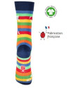 chaussettes à rayures multicolores et motif chat perché