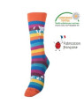 chaussettes rayées multicolores avec motif de chat perché
