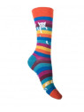 chaussettes rayées multicolores avec motif de chat perché