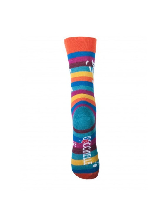 chaussettes rayées multicolores avec motif de chat perché