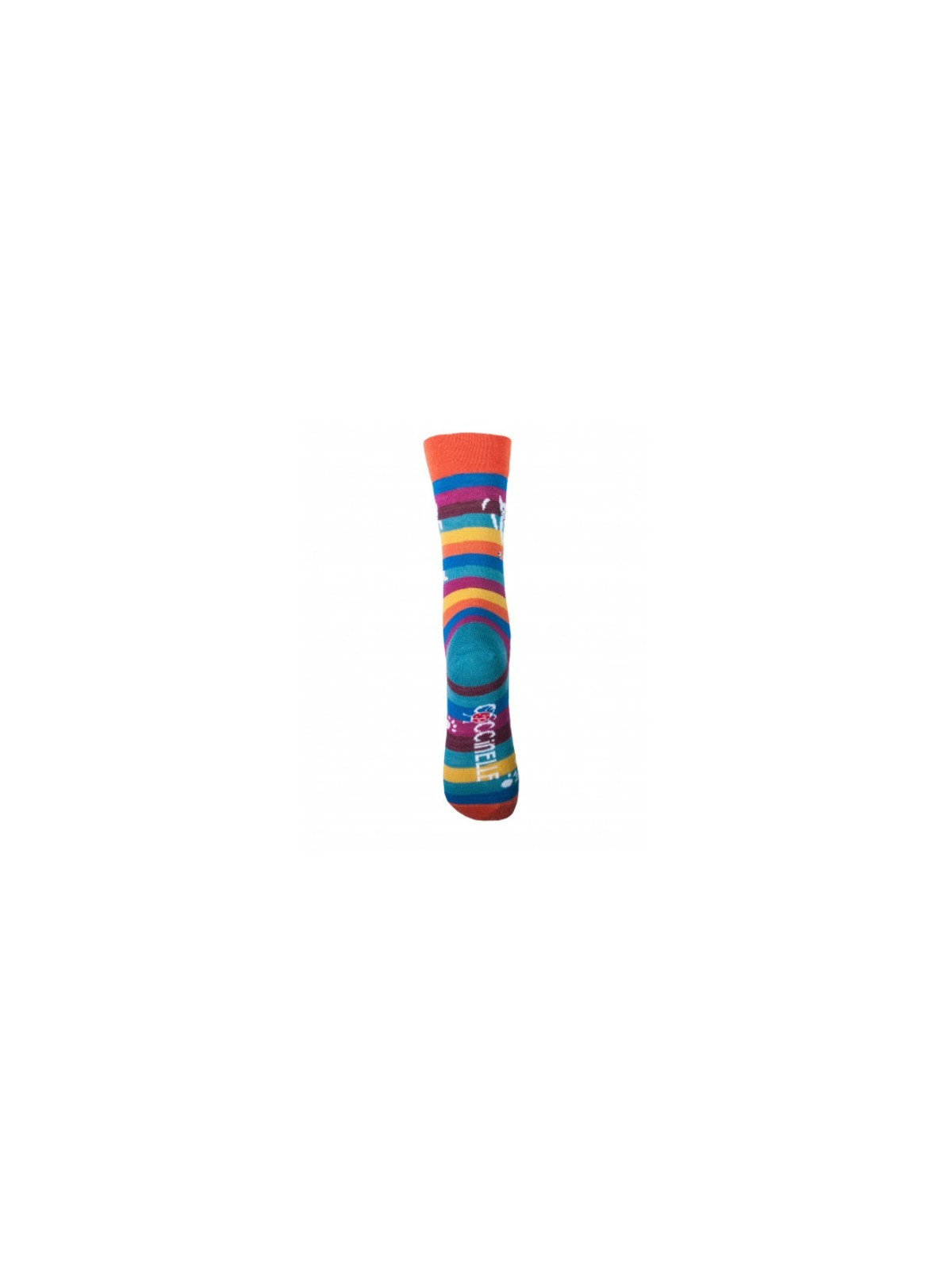 chaussettes rayées multicolores avec motif de chat perché