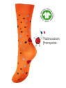 chaussettes oranges avec motifs poix et coccinelles