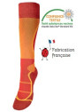 chaussettes de ski hautes orange et rouge
