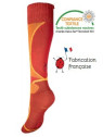 chaussettes de ski hautes orange et rouge