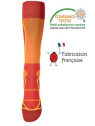 chaussettes de ski hautes orange et rouge