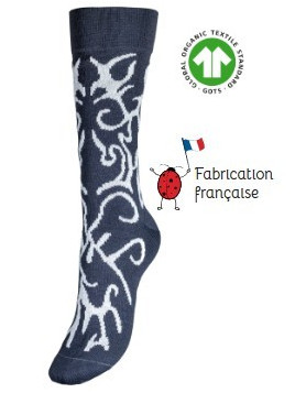 chaussettes couleur anthracite avec motifs arabesques