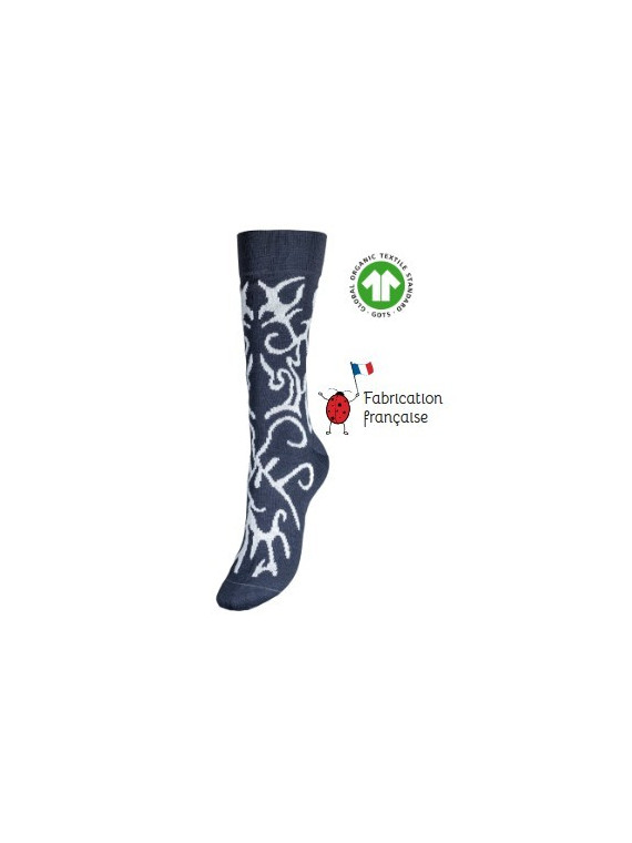 chaussettes couleur anthracite avec motifs arabesques
