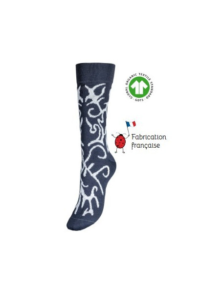 chaussettes couleur anthracite avec motifs arabesques