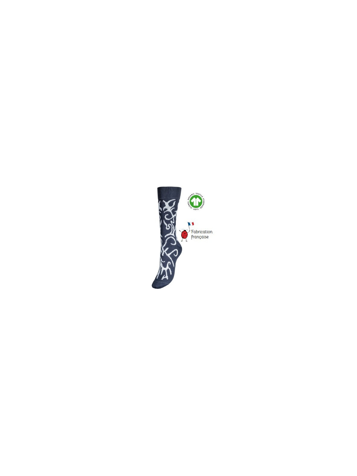 chaussettes couleur anthracite avec motifs arabesques