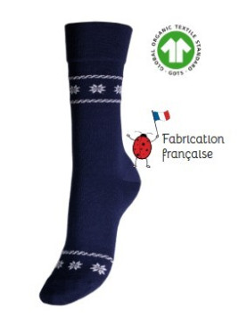 chaussettes bleu marine avec petits motifs sur le haut