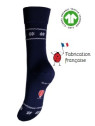 chaussettes bleu marine avec petits motifs sur le haut