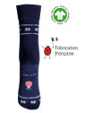 chaussettes bleu marine avec petits motifs sur le haut