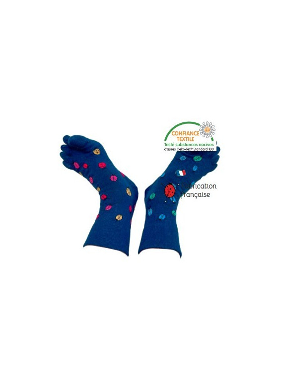 chaussettes à doigts marine à poix