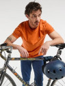 tee-shirt homme manches courtes orange avec broderie vélo sur la poitrine