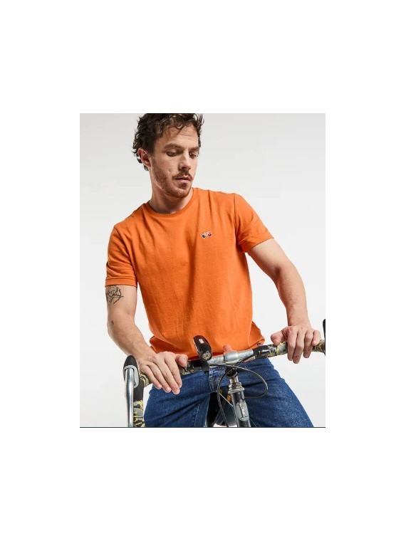 tee-shirt homme manches courtes orange avec broderie vélo sur la poitrine