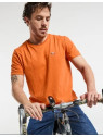 tee-shirt homme manches courtes orange avec broderie vélo sur la poitrine