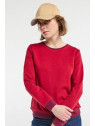 sweat femme bordeaux avec petites rayures sur le col et les poignets