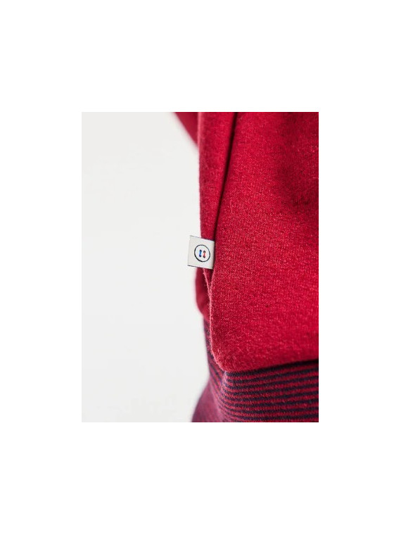 sweat femme bordeaux avec petites rayures sur le col et les poignets