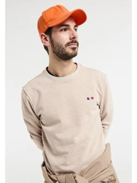 sweat homme beige avec broderie vélo sur la poitrine