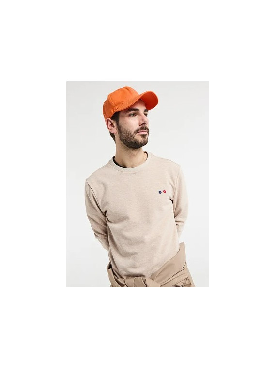 sweat homme beige avec broderie vélo sur la poitrine