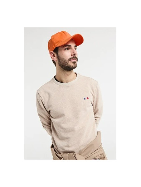 sweat homme beige avec broderie vélo sur la poitrine