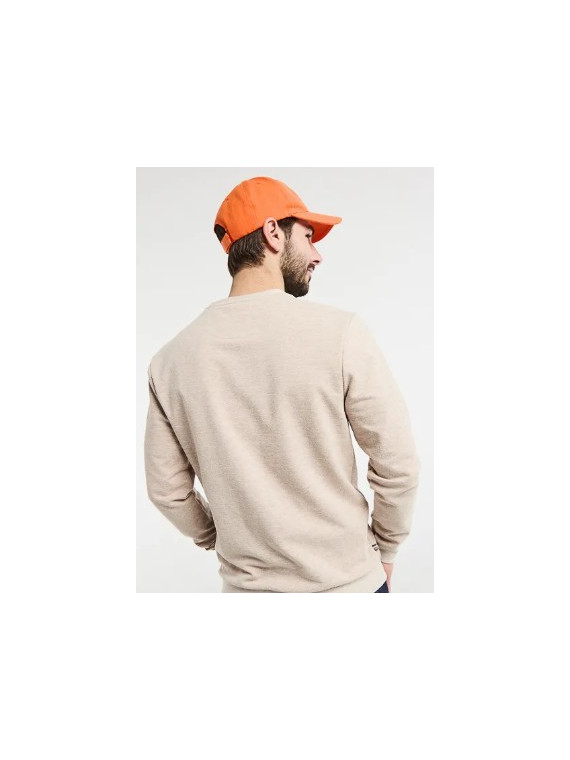 sweat homme beige avec broderie vélo sur la poitrine