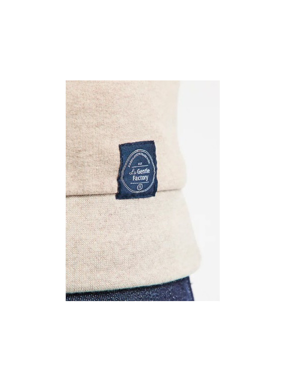 sweat homme beige avec broderie vélo sur la poitrine