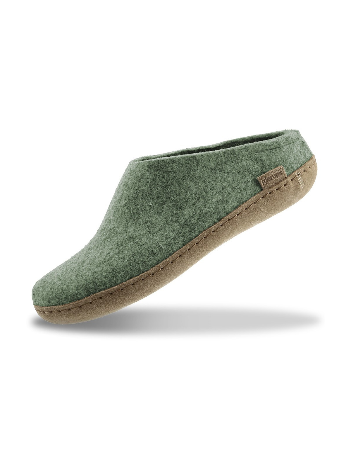 chaussons adultes en laine couleur vert mousse