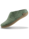 chaussons adultes en laine couleur vert mousse