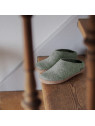 chaussons adultes en laine couleur vert mousse