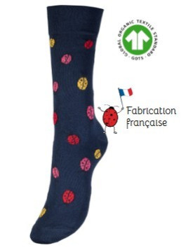 chaussettes marines avec coccinelles de différentes couleurs
