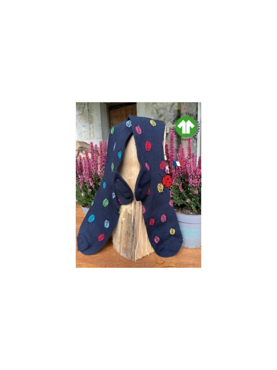 chaussettes marines avec coccinelles de différentes couleurs