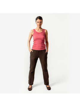 Pantalon Maille Piquée pour Femme Café en Coton Bio Gris - Livingcrafts