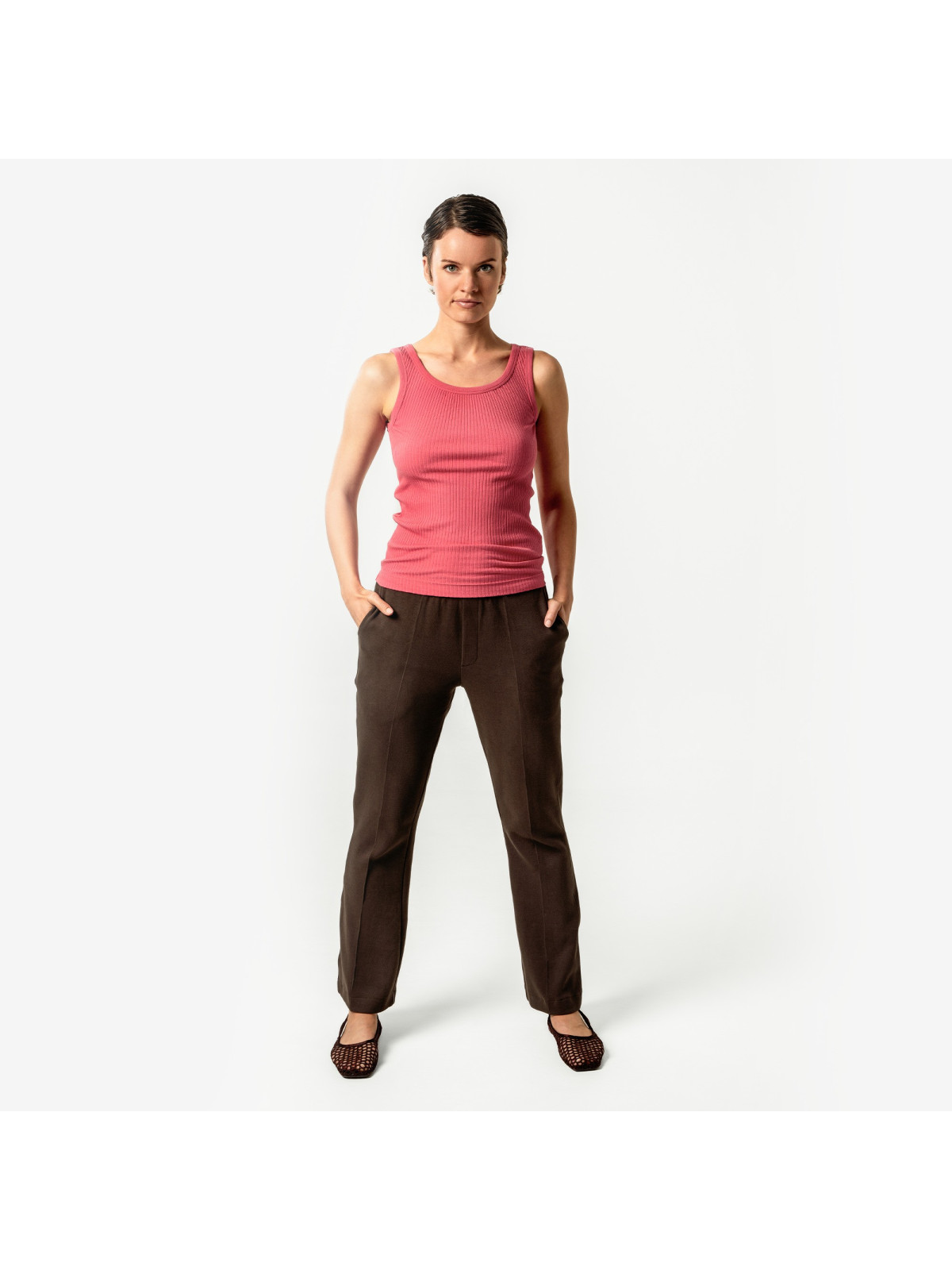 Pantalon Maille Piquée pour Femme Café en Coton Bio Gris - Livingcrafts