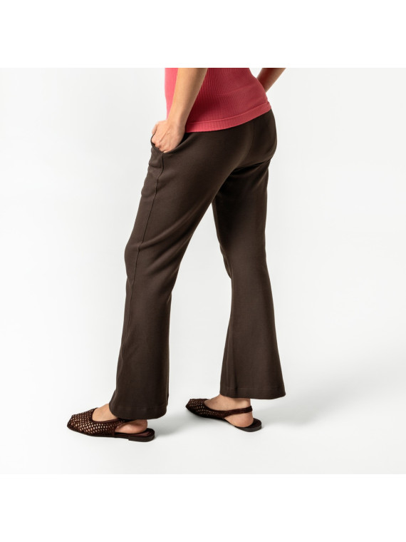 Pantalon Maille Piquée pour Femme Café en Coton Bio Gris - Livingcrafts
