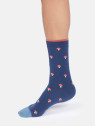 chaussettes marines pointe bleue motifs champignons oranges